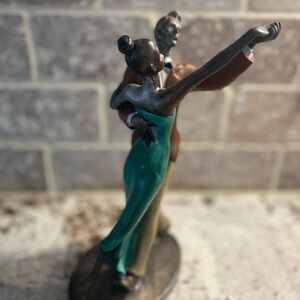 Dancing Man & Women Art Tango Brass Metal Statue 10"